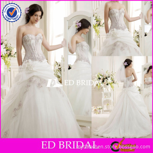XL414 see through corset lace ball gown purple and white wedding dresses